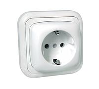 Base Schuko de superficie blanca