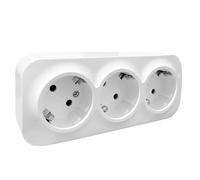 Base Schuko de Superficie con 3 Tomas, Enchufe Triple Schuko para Montaje en Pared, Toma de Corriente para Interior, 16A, 250V, Máx. 3680W, Ideal para Uso Doméstico y Comercial, Blanco