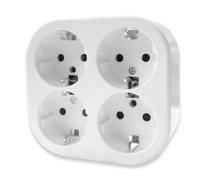 Base Schuko de Superficie con 4 Toma, Enchufe Cuádruple para Montaje en Pared, Toma de Corriente para Interior, 10AX,16A,250V, Ideal para el Hogar y la Oficina