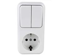 Base schuko de superficie con doble interruptor, perfecta para controlar la luz y conectar dispositivos eléctricos en cualquier lugar.