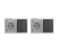 Base schuko estanca con doble interruptor, ideal para instalaciones eléctricas en exteriores y protección contra humedad y polvo. (Paquete de 2)