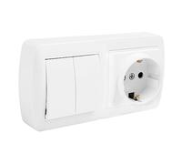 Base Schuko MUR36U con Doble Conmutador Mural - Conexión eléctrica segura y control de iluminación para ambientes domésticos.