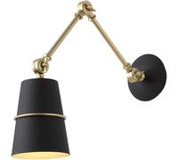 Base Swing Arm Wall Industrial Multi-Directional Adjustable Wall Lamp Bedside Reading Light Wall Lighting Fixture for Farmhouse Kitchen(Black)