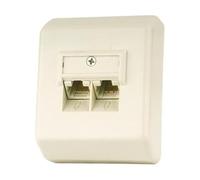 Base telefónica doble CAT.5, superficies RJ45 8P8C, ideal para conexiones de red eficientes y expansión de sistemas de telecomunicaciones.