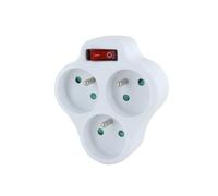 Base triple blanca - 3 x 16 A con interruptor