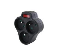 Base triple negro - 3 x 16 A con interruptor