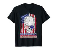 Baseball American Flag Skull Sunglass Patriotic 4th July Camiseta