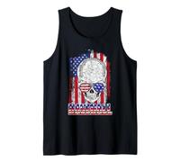 Baseball American Flag Skull Sunglass Patriotic 4th July Camiseta sin Mangas