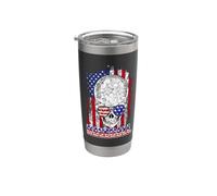 Baseball American Flag Skull Sunglass Patriotic 4th July Vaso térmico de acero inoxidable de doble pared