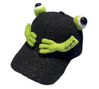 Baseball Caps Baseballkappe mit Froschmotiv für gemütliche Wintermütze, weiches Fleecefutter mit gesticktem Tierdesign, verstellbarer Riemen für draußen, negro, Talla única