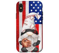 Baseball Catcher For Dad with American Flag Patriotic GNOME Carcasa para iPhone X/XS