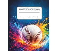 Baseball Composition Notebook College Ruled: Color Splash Sports Journal for School, Practice, Players & Fans