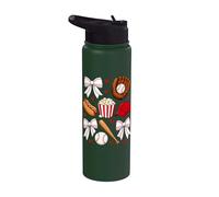 Baseball Coquette Bow Mom Mama Girls Women Stainless Steel Insulated Water Bottle