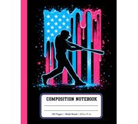 Baseball Drip Composition Notebook Wide Ruled: American Flag Baseball Lined Paper Journal for Boys, Kids, Students, Teachers and Baseball Fans with ... 120 Pages, 60 Sheets, 8.5 x 11 Inches