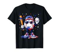 Baseball Drip Ice Cream American Flag 4th of July Boys Kids Camiseta