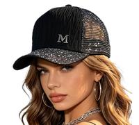 Baseball Hat - Polyester Adjustable | Glitter Sequin Mesh Cap Curved Brim B