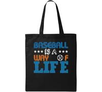 Baseball is A Way of Life - Bolsa de algodón ecológico natural, color azul, Black, Talla única