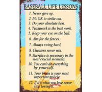 Baseball Life Lessons Vintage Metal Plaque Player Room 8 X 12 in
