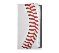 Baseball Lines - Soporte para tarjetas de registro de coche y seguro de cuero rojo y blanco, accesorios para identificación, licencia de conducir, tarjetas de información de contacto clave