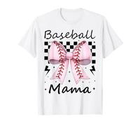 Baseball Mama Baseball Mom Mother's Day Mommy Coquette Bow Camiseta