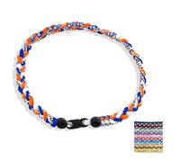 Baseball NecklacesThree Braided Rope Tornado Pattern Necklace for beaded rope for rope number necklaces for game day (16#,20 inches)