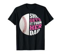 Baseball Saying She Gets It from Her Dad Funny Baseball Dad Camiseta