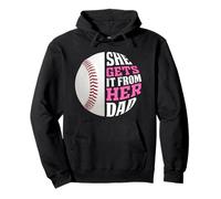 Baseball Saying She Gets It from Her Dad Funny Baseball Dad Sudadera con Capucha