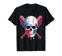 Baseball Skull With Crossed Bats Dripping Camiseta