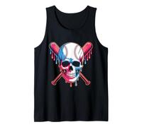 Baseball Skull With Crossed Bats Dripping Camiseta sin Mangas