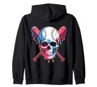 Baseball Skull With Crossed Bats Dripping Sudadera con Capucha