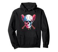 Baseball Skull With Crossed Bats Dripping Sudadera con Capucha