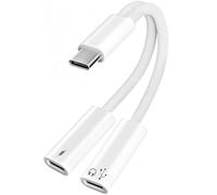 basecolors Divisor USB C 1 en 2 salidas, cargador USB C dual y adaptador de auriculares, divisor USB C PD de 60 W de carga rápida, adaptador de audio tipo C, cable USB-C para iPhone 15, 16, 17, iPad