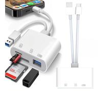 basecolors Lector de tarjetas OTG 3 en 1, concentrador USB, lector de tarjetas SD/TF compatible con iPhone 15/16, Android, portátiles, USB-A y USB-C, paquete de 2