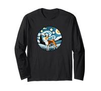 Basenji Dog Mom Dad Cute - Van Gogh Starry Night Style Manga Larga