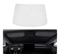 BASENOR Parasol para Tesla Model Y Model 3 (2019-2025) Parasol Plegable para Parabrisas Delantero, Doble Capa, con Bloqueo de luz y Bolsa de Almacenamiento, Accesorios Tesla