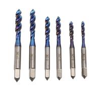 Bases de taladro de grifo de rosca Ajuste de 6 piezas de tornillo de flauta espiral Toque de alta velocidad acero azul recubierto para metal de acero de aluminio de aluminio