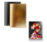 Bases para Tartas Rectangular 35x25 cm | Pack de 10 Oro - Negro | Grosor 1 mm | Expositor en Cartón para Bizcochos, Pasteles y Dulces | Negro y Dorado