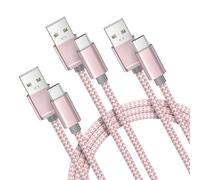 Basesailor Cable Cargador USB Tipo C 1/2/3M,Paquete 3 Unidades,Cable Carga Nailon para iPhone 17 16 15,Kindle Fire HD 7 2022 12th,10 9th 2019,10th 2020,Galaxy S23 S24 Ultra,A53 A54 A73,Tab A8 S7 A9 S9