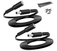 Basesailor Cable Extensión 12V DC 6M/2Pack,Prolongador Alimentacion 5V 9V DC 5.5 x 2.1 mm,Alargador Plano 5521,Cable DC Hembra a Macho para Cámara Seguridad Vigilancia CCTV,Cámara Red IP,LED,DVR