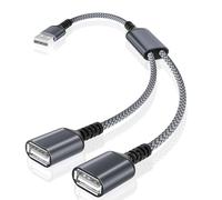 Basesailor USB Splitter Y Cable 0.3M,USBA 1 Uno Macho a 2 Dos Dual Hembra Extensión Alargador Cable Convertidor,Doble Puerto USB Extender Multi Hub Cargador Datos Adaptador Conector para Ordenador