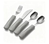BaseSmall Utensilios adaptativos (juego de 4 piezas) con peso de 5 onzas, utensilios de cabeza de pala para pacientes con Parkinson, temblores de manos, artritis y ancianos, utensilios de alimentación