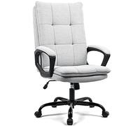 BASETBL Silla de Oficina ergonómica de Tela con reposabrazos Acolchados, cabecero Suave, giratoria con balanceo, Ajustable en Altura y Respaldo doblemente Acolchado