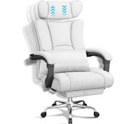 BASETBL Silla de Oficina Ergonómica, Silla ergonomica Escritorio, Cojín de Asiento con Muelle, Apoyacabezas Ajustable, Reposapiés Multifunción, Ruedas PU Silenciosas, Cumple Normas EN12520, Gris