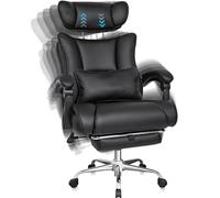 BASETBL Silla de Oficina Ergonómica, Silla ergonomica Escritorio, Cojín de Asiento con Muelle, Apoyacabezas Ajustable, Reposapiés Multifunción, Ruedas PU Silenciosas, Cumple Normas EN12520, Negro