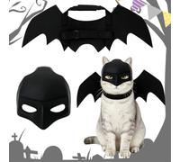 Basetousual 2 Piezas Alas De Murciélago Mascotas, Alas de murciélago y máscara de Gato 3D, Mascara Batman,Cosplay Murciélago, Decoración Halloween, Disfraz de Halloween para Gatos y Perros pequeños
