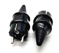 Basetousual 2 Piezas Enchufe Schuko, Enchufe Macho Exterior, Enchufe Macho para Exteriores con Protección Contra Doblez, Clavija Macho, Ampliamente Utilizado en El Hogar Diario