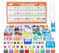 Basetousual Juego de 180 fusibles micro para coche, 2 A 40 A, juego de fusibles para coche, mini fusibles planos, 1 extractor de fusibles para automóvil/motocicleta/autocaravana (2 A-40 A)