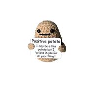 Basetousual Positive Potato, Divertido Muñeco de Peluche de Punto de Patata, Positiva con Tarjeta Positiva, Regalo de Novedad de Patata Positiva de Abrazo de Bolsillo, Decoración de Oficina en Casa