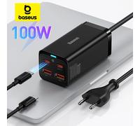 Baseus 100W 65W GaN cargador de escritorio portátil cargador rápido 4 en 1 adaptador para iPhone 17 16 15 14 13 Pro Max cargador de teléfono Samsung