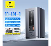 Baseus-HUB USB C 12 en 1 a HDMI, adaptador USB 3,2 de pantalla Dual de 4K @ 60Hz con estación de acoplamiento RJ45 SD TF PD de 100W para Hub Mac de ventana 12-in-1 HDMI SD TF